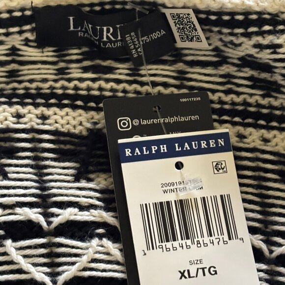 Lauren by Ralph Lauren Geo-Motif Wool-Blend Belted Cardigan (XL) - Picture 3 of 3
